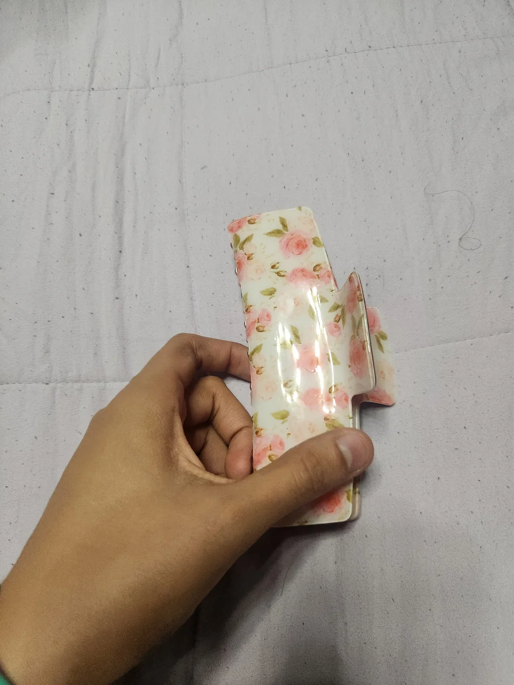 Floral Pink Rose Hair Claw Clip for Women